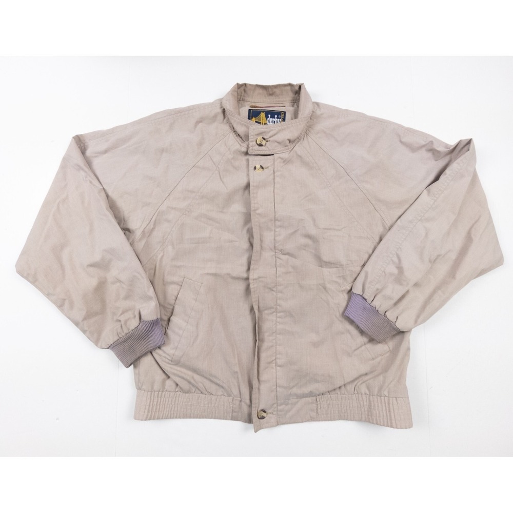 Vintage Derby Jacket Mens Small Beige Full Zip Bomber 90s Outdoors Adult Casual